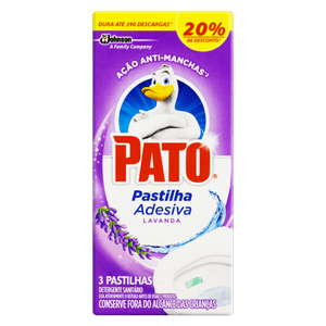 Detergente Sanitário Pastilha Adesiva Lavanda Pato 3 Unidades Grátis 20% De Desconto