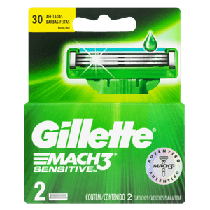 Carga De Aparelho Para Barbear Gillette Mach3 Sensitive 2 Unidades