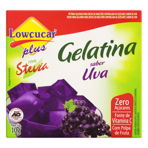 Gelatina Pó Com Stevia Uva Zero Açúcar Lowçucar Plus Caixa 10G