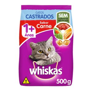 Ração Whiskas 500G 1+ Gatos Adultos Carne