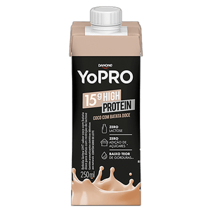 Bebida Láctea UHT Coco com Batata-Doce Zero Lactose Yopro 15g High Protein Caixa 250ml