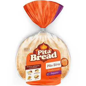 Pão Pita Bread 400g 12 Unidades Sírio Pequeno